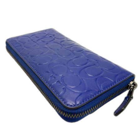  COACH コーチ ラウンドファスナー財布 CE551 ブルー レディース 