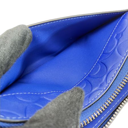  COACH コーチ ラウンドファスナー財布 CE551 ブルー レディース 