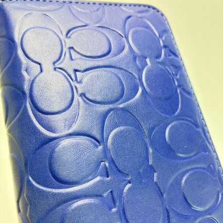  COACH コーチ ラウンドファスナー財布 CE551 ブルー レディース 
