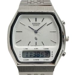 ☆☆ CITIZEN シチズン デジアナ 4-099915 Y ホワイト クォーツ メンズ 腕時計 Cランク