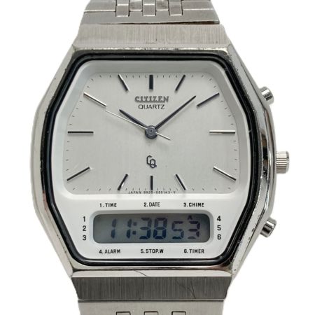  CITIZEN シチズン デジアナ 4-099915 Y ホワイト クォーツ メンズ 腕時計