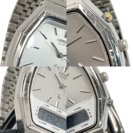  CITIZEN シチズン デジアナ 4-099915 Y ホワイト クォーツ メンズ 腕時計
