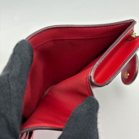 COACH コーチ 2つ折り財布 CW786 ダークブラウン×レッド レディース 