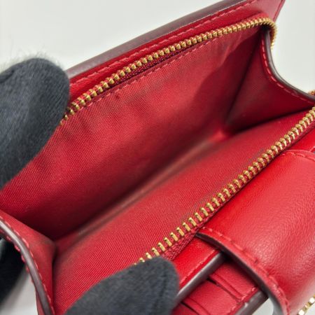  COACH コーチ 2つ折り財布 CW786 ダークブラウン×レッド レディース 
