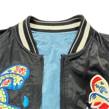  DIESEL ディーゼル スカジャン ジャケット 蛇柄 刺繍 SIZE XS レディース ブラック×ブルー