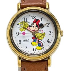 SEIKO ALBA ミニーマウス チアガール  V811-1740 クォーツ レザー Cランク