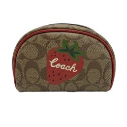 ☆☆ COACH コーチ ドーム型コスメポーチ ストロベリー  CH528 レディース Bランク