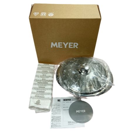  MEYER マイヤー ガラス蓋付き ニューパン 22cm 箱有 NEWPAN シルバー