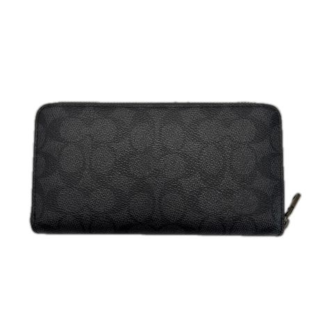 COACH コーチ シグネチャー CW778 チャコール/ブラック ラウンドファスナー財布 ストラップ欠品