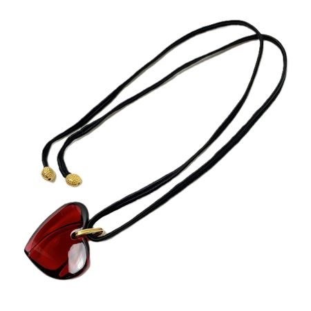  Baccarat バカラ ペンダントネックレス ハートクリスタル ウェーブ 赤 箱 保存袋有