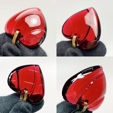  Baccarat バカラ ペンダントネックレス ハートクリスタル ウェーブ 赤 箱 保存袋有
