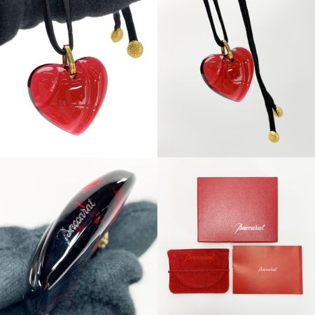  Baccarat バカラ ペンダントネックレス ハートクリスタル ウェーブ 赤 箱 保存袋有