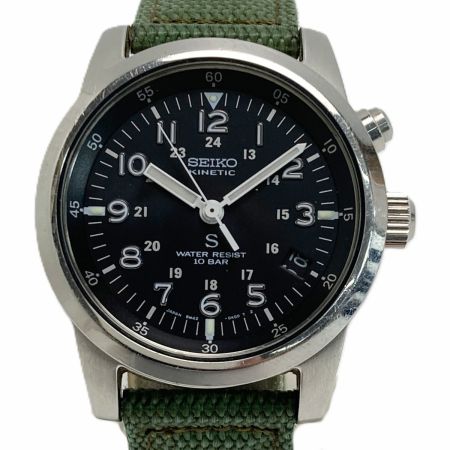  SEIKO セイコー サス デイト 5M42-0G20 ブラック キネティック メンズ 腕時計 SUS