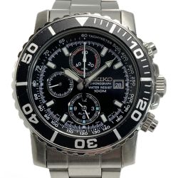 ☆☆ SEIKO セイコー クロノグラフ 100M デイト 7T62-0CV0 ブラック クォーツ メンズ 腕時計 Bランク