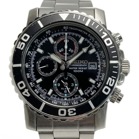  SEIKO セイコー クロノグラフ 100M デイト 7T62-0CV0 ブラック クォーツ メンズ 腕時計