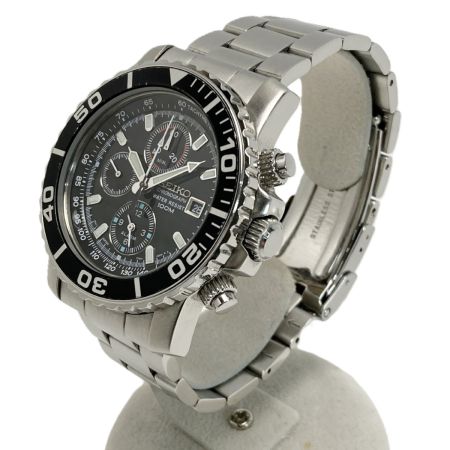  SEIKO セイコー クロノグラフ 100M デイト 7T62-0CV0 ブラック クォーツ メンズ 腕時計