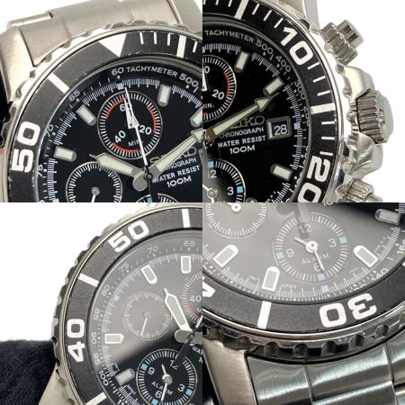  SEIKO セイコー クロノグラフ 100M デイト 7T62-0CV0 ブラック クォーツ メンズ 腕時計