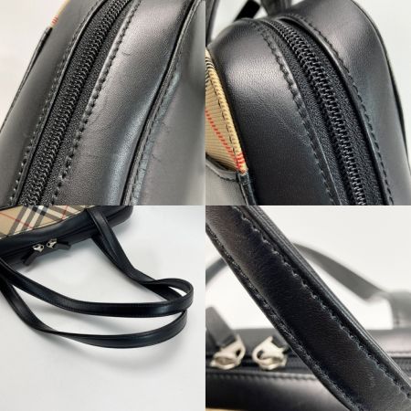 BURBERRY バーバリー ノバチェック ロゴ型押し トートバッグ ブラック キャンバス×レザー ワンショルダー