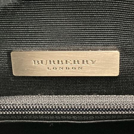 BURBERRY バーバリー ノバチェック ロゴ型押し トートバッグ ブラック キャンバス×レザー ワンショルダー