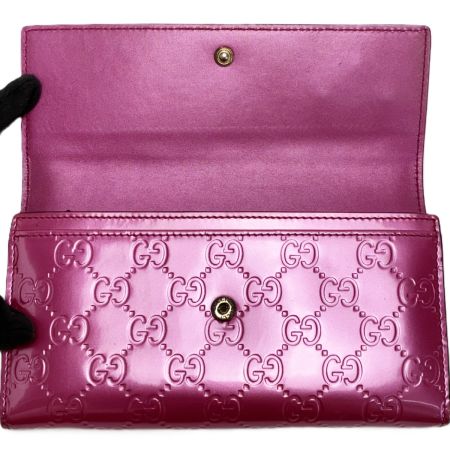  GUCCI グッチ ラブリーハート エナメル GGエンボス 251861 ピンク 長財布 レディース