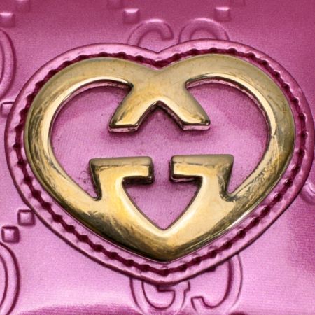  GUCCI グッチ ラブリーハート エナメル GGエンボス 251861 ピンク 長財布 レディース
