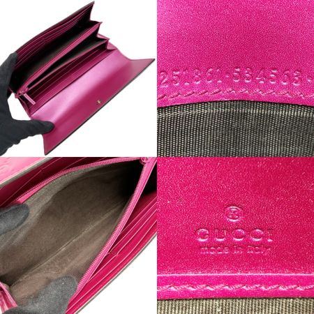  GUCCI グッチ ラブリーハート エナメル GGエンボス 251861 ピンク 長財布 レディース