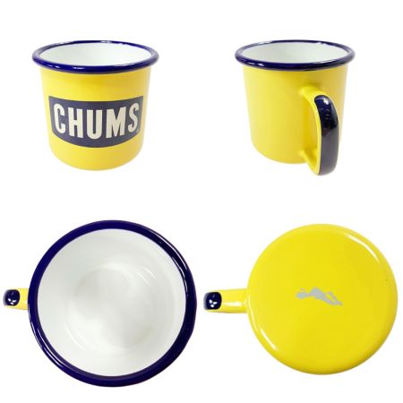  CHUMS チャムス CHUMS チャムス ボートロゴ ホーロー エナメルマグカップ プレート ブルー x イエロー 2セット