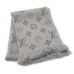 LOUIS VUITTON ルイヴィトン エシャルプ・ロゴマニア M74742 グリペルル マフラー ウール94％ シルク6％ Bランク