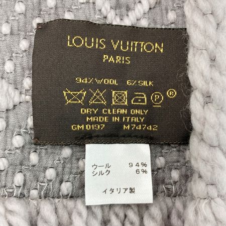 LOUIS VUITTON ルイヴィトン エシャルプ・ロゴマニア M74742 グリペルル マフラー ウール94％ シルク6％