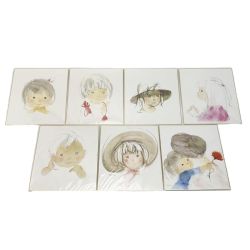 ☆☆  いわさきちひろ 色紙 7枚セット インテリア アート 額なし Bランク