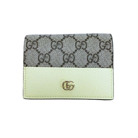  GUCCI グッチ 2つ折り財布 ダブルG バイカラー スモールウォレット 841358 クリーム×ベージュ イニシャル入:Y 箱 袋有