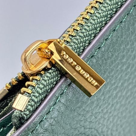 TORY BURCH トリーバーチ 3つ折り財布 レザー グリーン レディース ゴールド金具 箱有