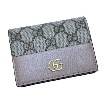  GUCCI グッチ 2つ折り財布 ダブルG バイカラー スモールウォレット 658610 ピンクベージュ×ベージュ イニシャル入:Y 袋有