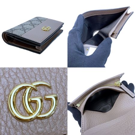  GUCCI グッチ 2つ折り財布 ダブルG バイカラー スモールウォレット 658610 ピンクベージュ×ベージュ イニシャル入:Y 袋有