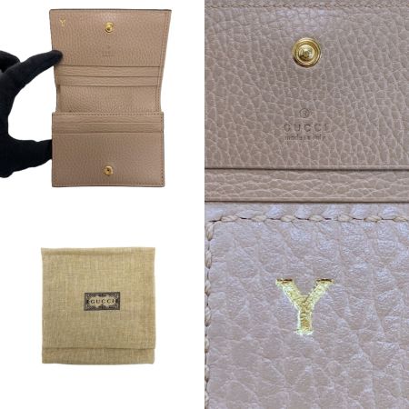  GUCCI グッチ 2つ折り財布 ダブルG バイカラー スモールウォレット 658610 ピンクベージュ×ベージュ イニシャル入:Y 袋有