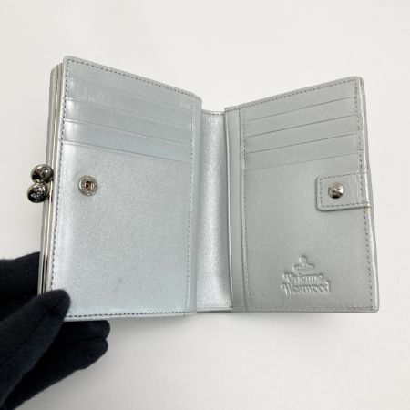  Vivienne Westwood ヴィヴィアン・ウエストウッド FROGS がま口 2つ折り財布 シルバー カエル レザー