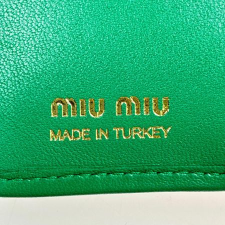  MIU MIU マテラッセレザー 5MV204 グリーン  2つ折り財布 箱 袋有 レディース