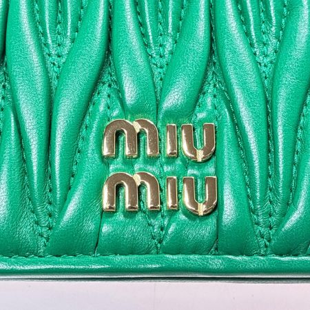  MIU MIU マテラッセレザー 5MV204 グリーン  2つ折り財布 箱 袋有 レディース