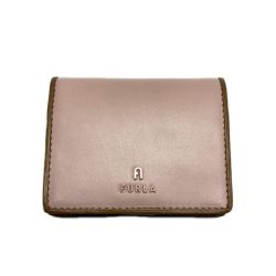 FURLA フルラ 2つ折り財布 レザー ライトピンク レディース ゴールド金具 Bランク