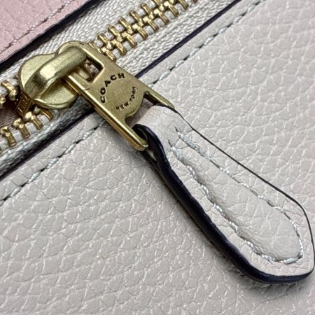  COACH コーチ レザー リボン CA014 ピンク×アイボリー 3つ折り財布  レディース