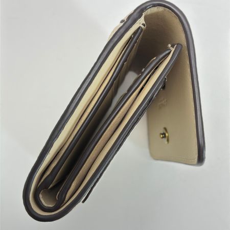  COACH コーチ レザー リボン CA014 ピンク×アイボリー 3つ折り財布  レディース