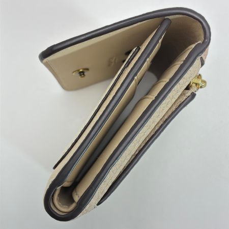  COACH コーチ レザー リボン CA014 ピンク×アイボリー 3つ折り財布  レディース