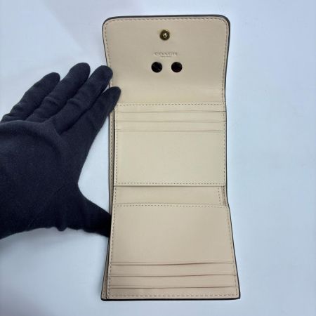  COACH コーチ レザー リボン CA014 ピンク×アイボリー 3つ折り財布  レディース