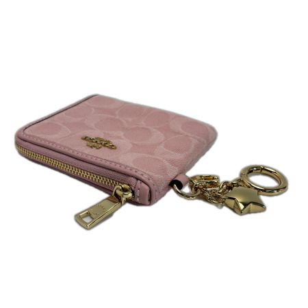  COACH コーチ カードケース デニム 星チャーム CEU98 ピンク レディース ゴールド金具