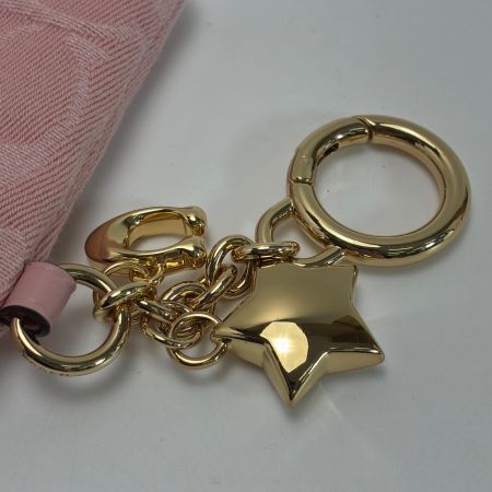  COACH コーチ カードケース デニム 星チャーム CEU98 ピンク レディース ゴールド金具