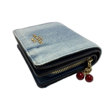  COACH コーチ デニム チェリー CEC35 ブルー レディース ゴールド金具