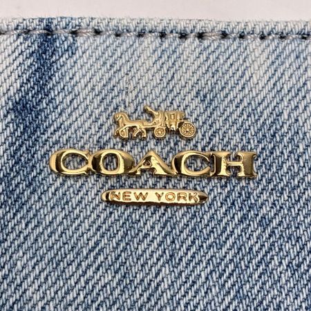  COACH コーチ デニム チェリー CEC35 ブルー レディース ゴールド金具