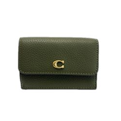 ☆☆ COACH コーチ 3つ折り財布 Cロゴ ミニ トライフォールド CM437 カーキ レディース Bランク