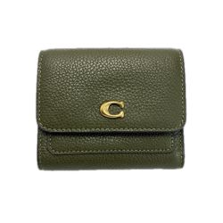 ☆☆ COACH コーチ レザー CAO13 グリーン 2つ折り財布  レディース Bランク