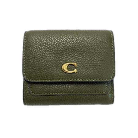  COACH コーチ レザー CAO13 グリーン 2つ折り財布  レディース